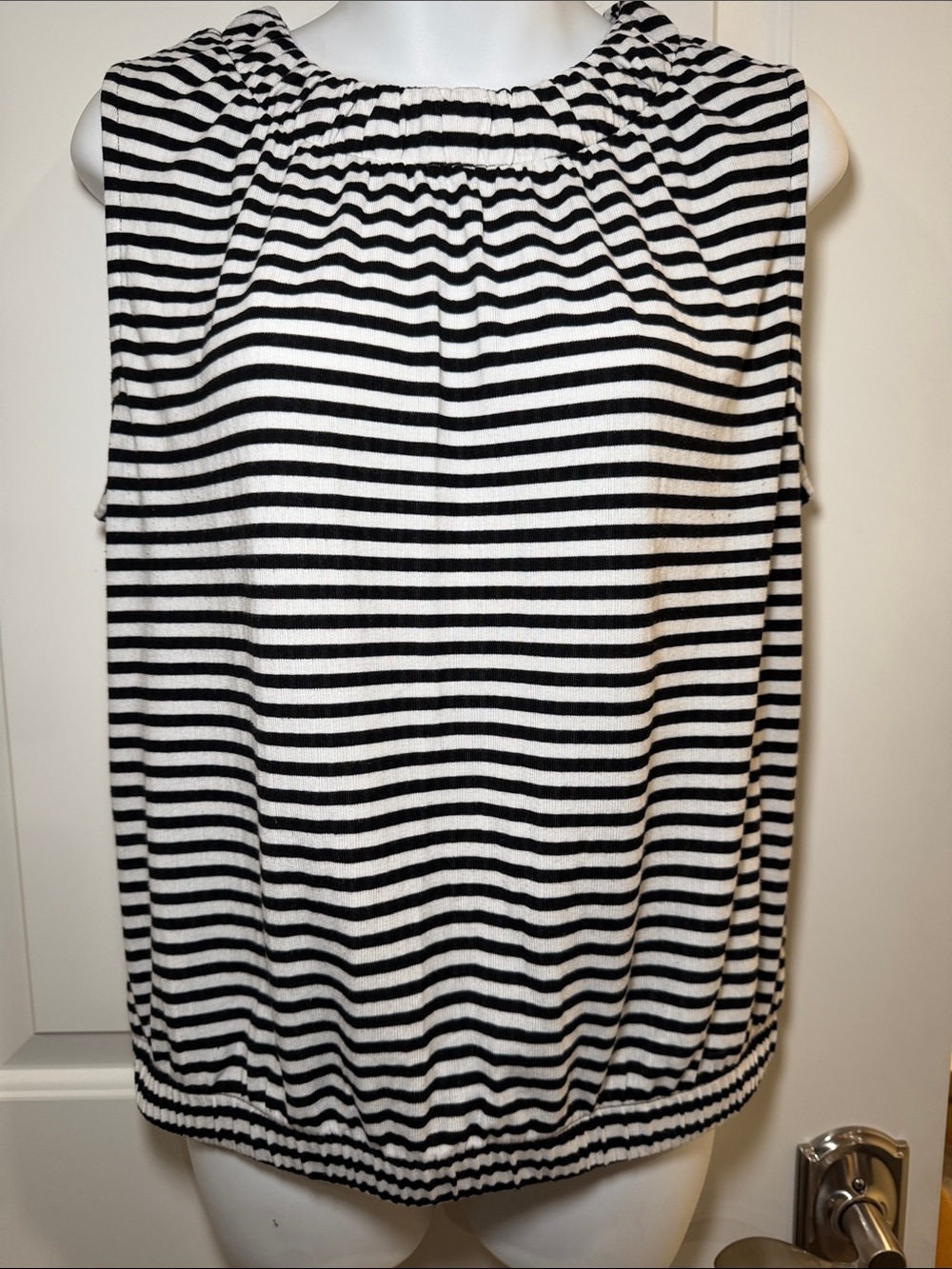 CAbi 4750 Chaser Tee Black & White Striped Sleeveless Tank
